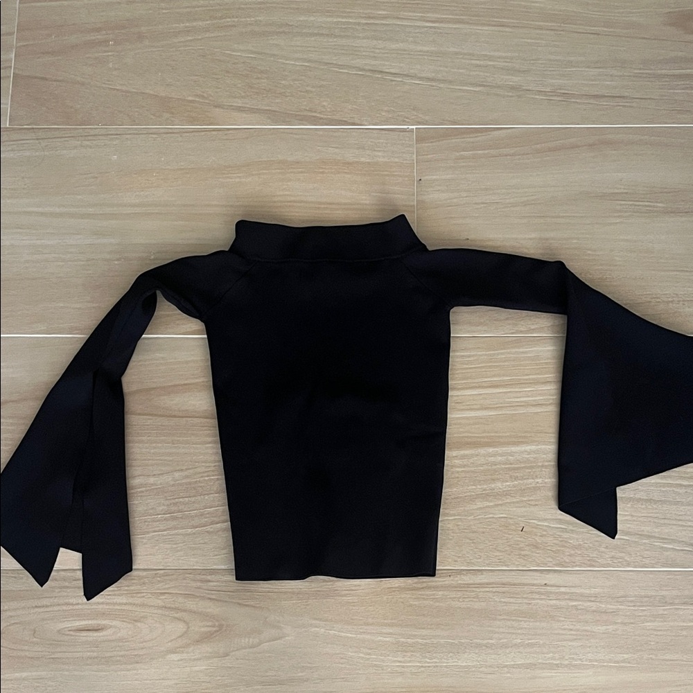 Solace London Black Flared Sleeve Blouse